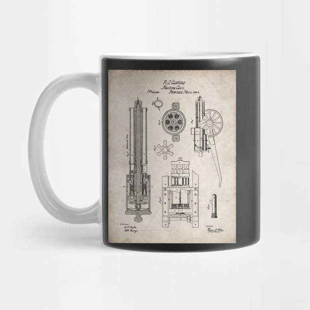 Gatling Machine Gun Patent - Gun Lover Gun Shop Art - Antique by patentpress